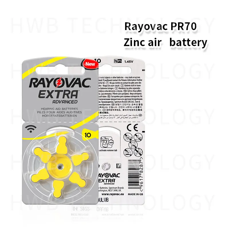 Батарейки для слухового аппарата Rayovac 10 A10 p10 PR70 6x1 (карта) бесплатная доставка