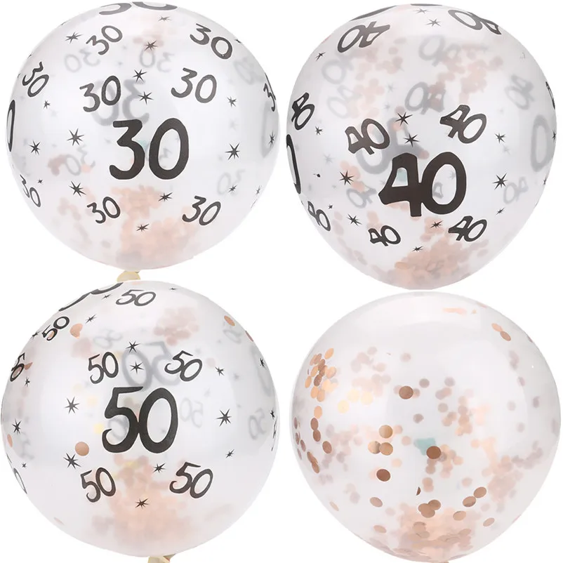 5Pcs 30 40 50th Happy Birthday Rose gold confetti filled Latex balloons Wedding Decorations Party Supplies Balloons S27 (12)