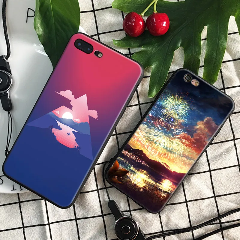 

Colorful Landscape Fireworks Coque Tpu Soft Silicone Phone Case Cover Shell For Apple iPhone 6 6S 6Plus 6sPlus 7 7Plus 8 8Plus X