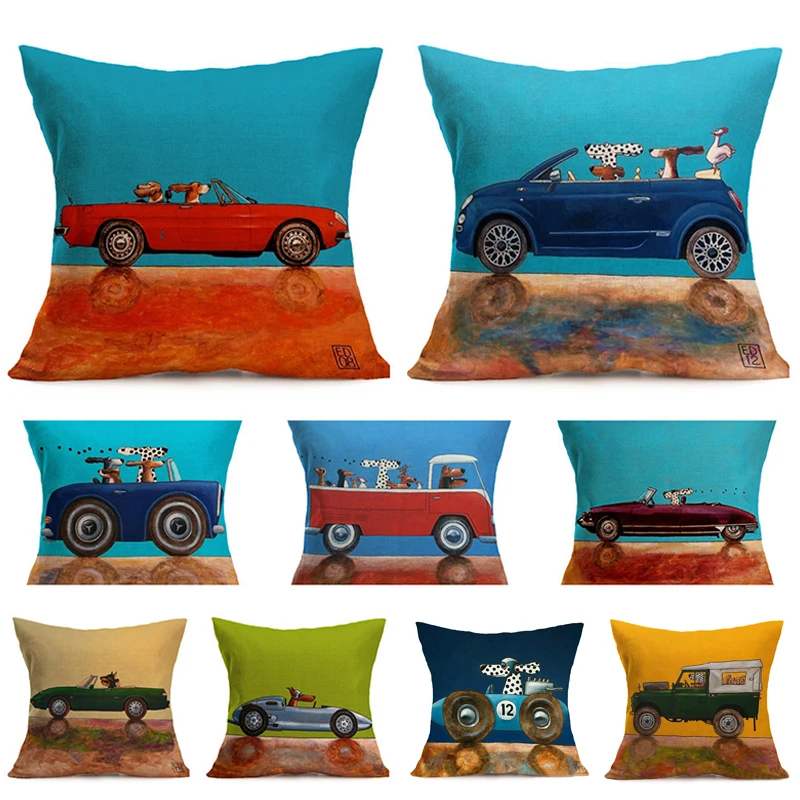 

43X43CM Linen Dog Hot Sale Cover Lovely 1PC Decorative Vintage Popular Cartoon Pillow Pillow Case