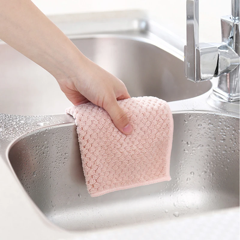 New Kitchen Home Towel Super Absorbent Clean Cloth Sink Wipe Coral fleece Household Glass Window Cleaning Cloth