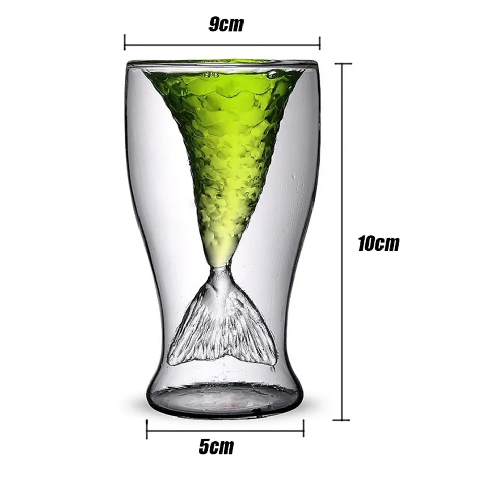 100 мл водка чашка пивная кружка креативная новинка кристалл с двойными стенками прозрачная Русалка рюмка бокал для вина es кофе Термокружка подарок