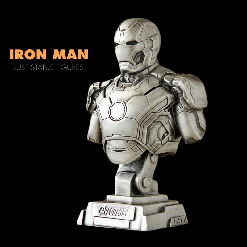 Pandadomik Novelty Resin Iron Man Bust Statue Toy Figure Model Resina Avengers figurine Cool Gift for Man Boys Marvel Toys Decor