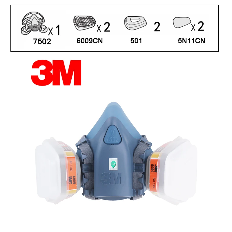 3 м 7502 + 6009 половина респиратор многоразовый респиратор маски защиты маска против ртутные/хлора газ защитная маска v078