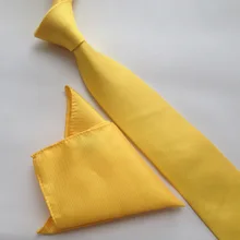 

Unique Designer 8cm Men Formal Necktie Set with Handkerchief Solid Yellow Ties Hanky Sets for Gentlenmen Gift