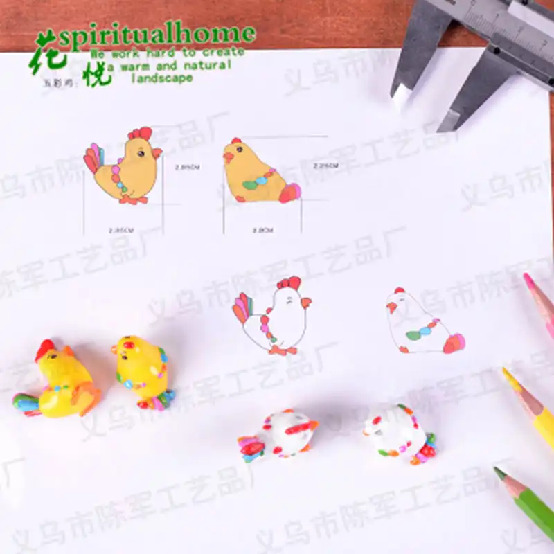 Zocdou 2 peças galinha galo pintainho frango rebanho aves modelo acolhedor pequena estátua estatueta artesanato figura ornamento miniaturas