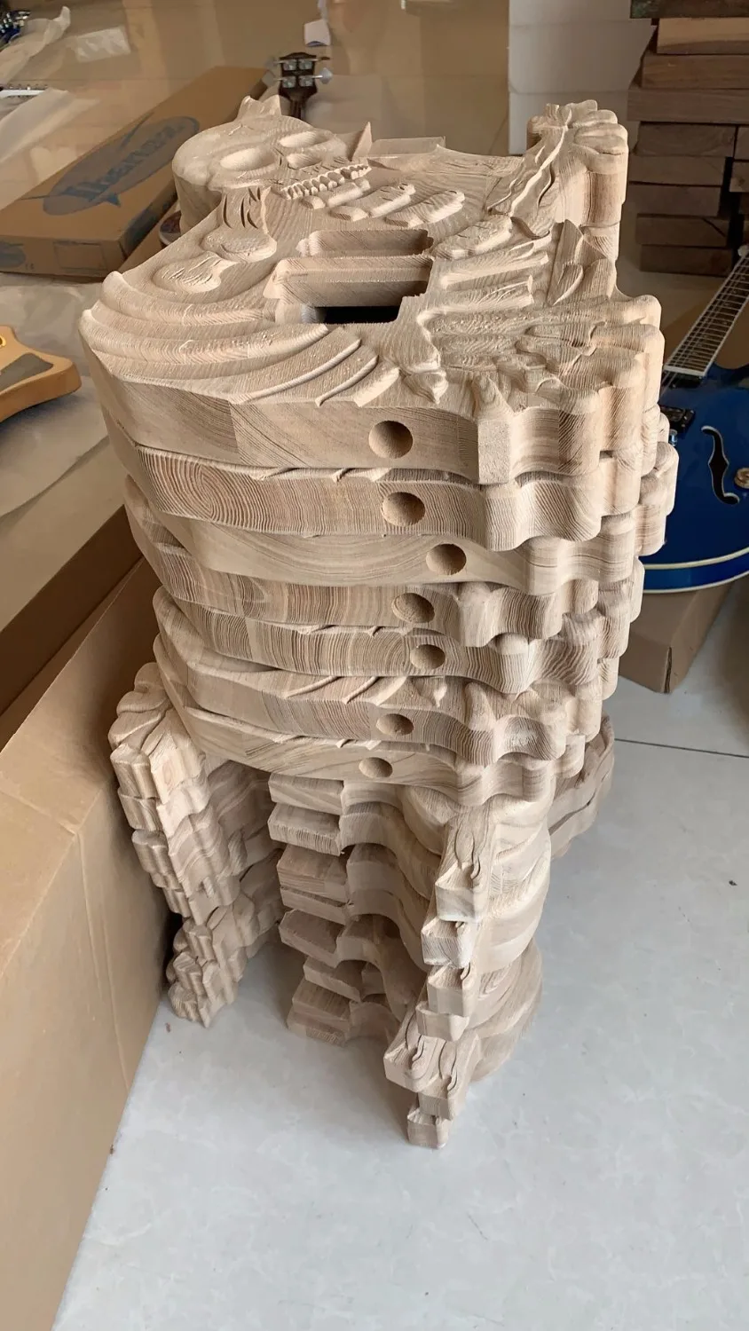 Хорошее качество DIY CNC пользовательские череп резные пепел деревянная гитара
