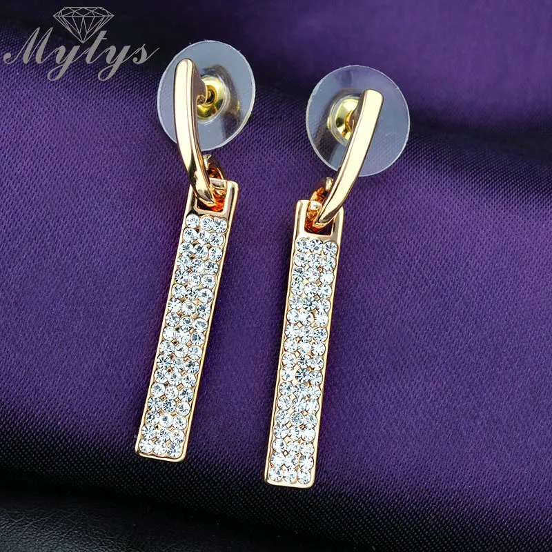 Mytys Женская модная палка серьги из сплава GP E611 E612|crystal drop earrings|crystal earringscrystal earrings |