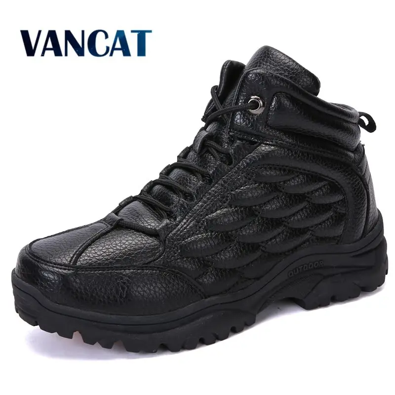 

Vancat New Men Boots Winter With Fur Warm Snow Boots Men Winter Boots Work Shoes Men Footwear Fashion Rubber Ankle Boots 39-45