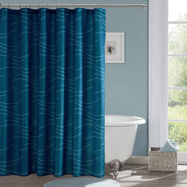 Y20111 70*79inch Printed Light Blue Striped Shower Curtains For