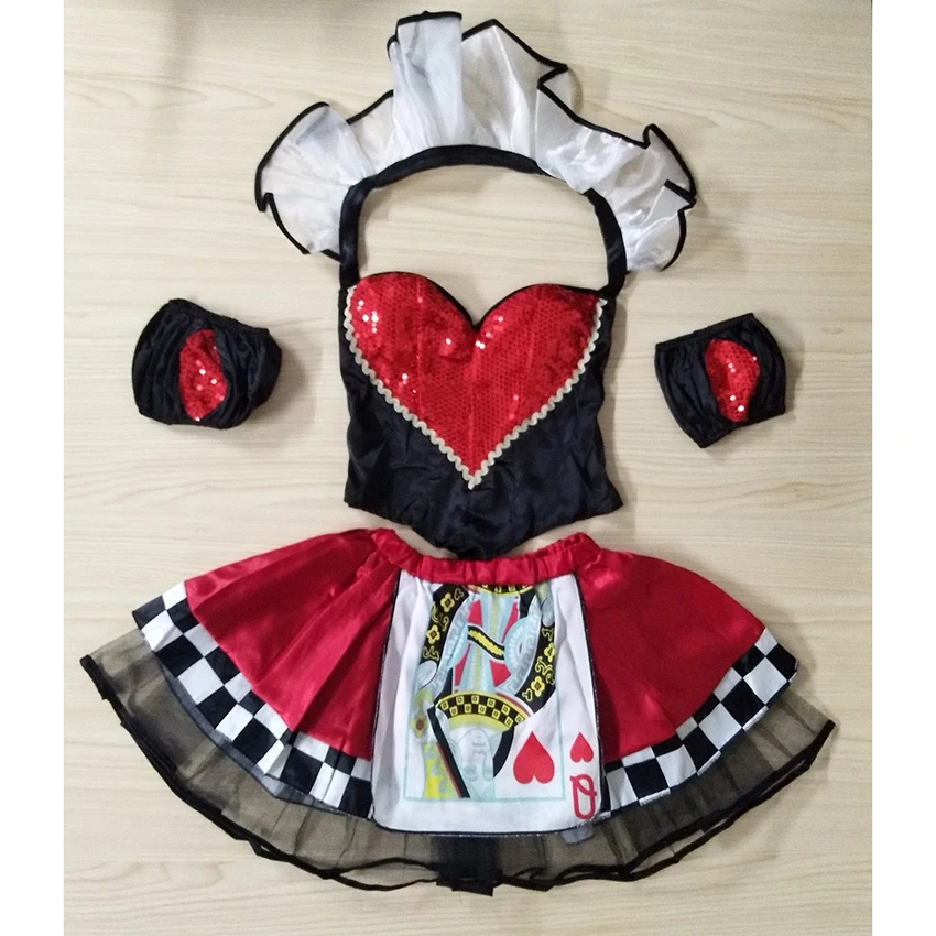 Королева покера сердец костюм Карнавальная фантазия вечерние платья костюмы на Хэллоуин для женщин наряд Алиса в стране чудес костюм