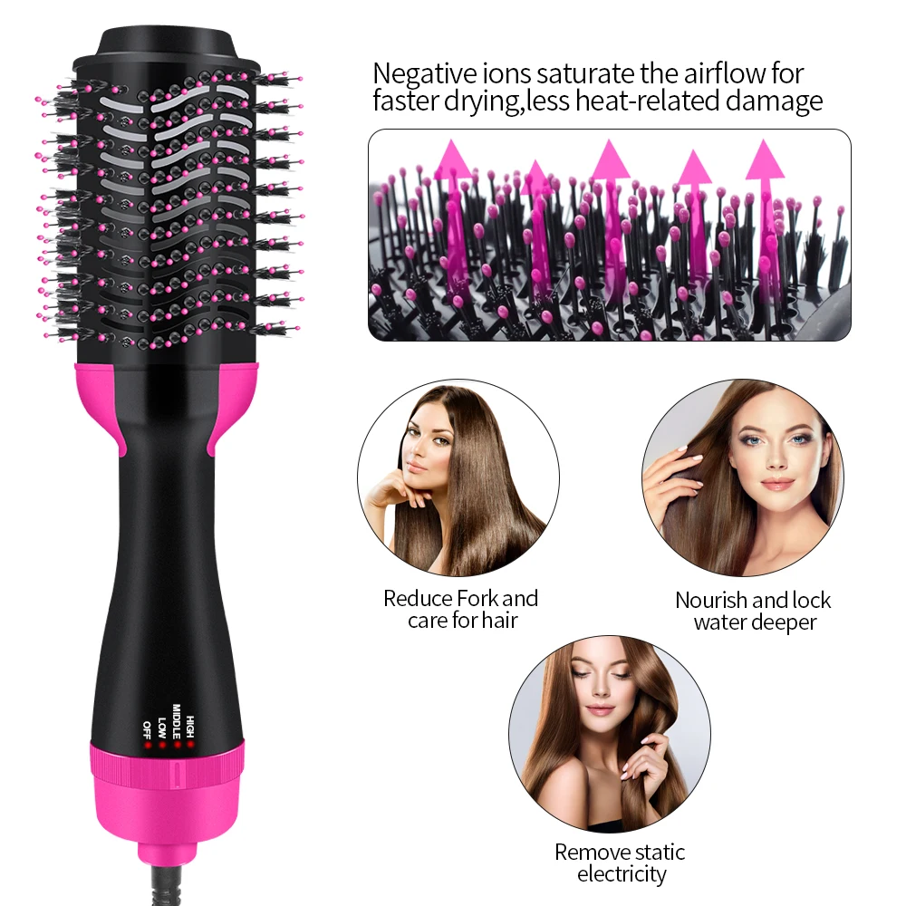 

3 in 1 Hair brush dryer One Step Volumizer Hot Air Comb Hair Straightener Rotating Dryer Comb Hairbrush Styling Combs