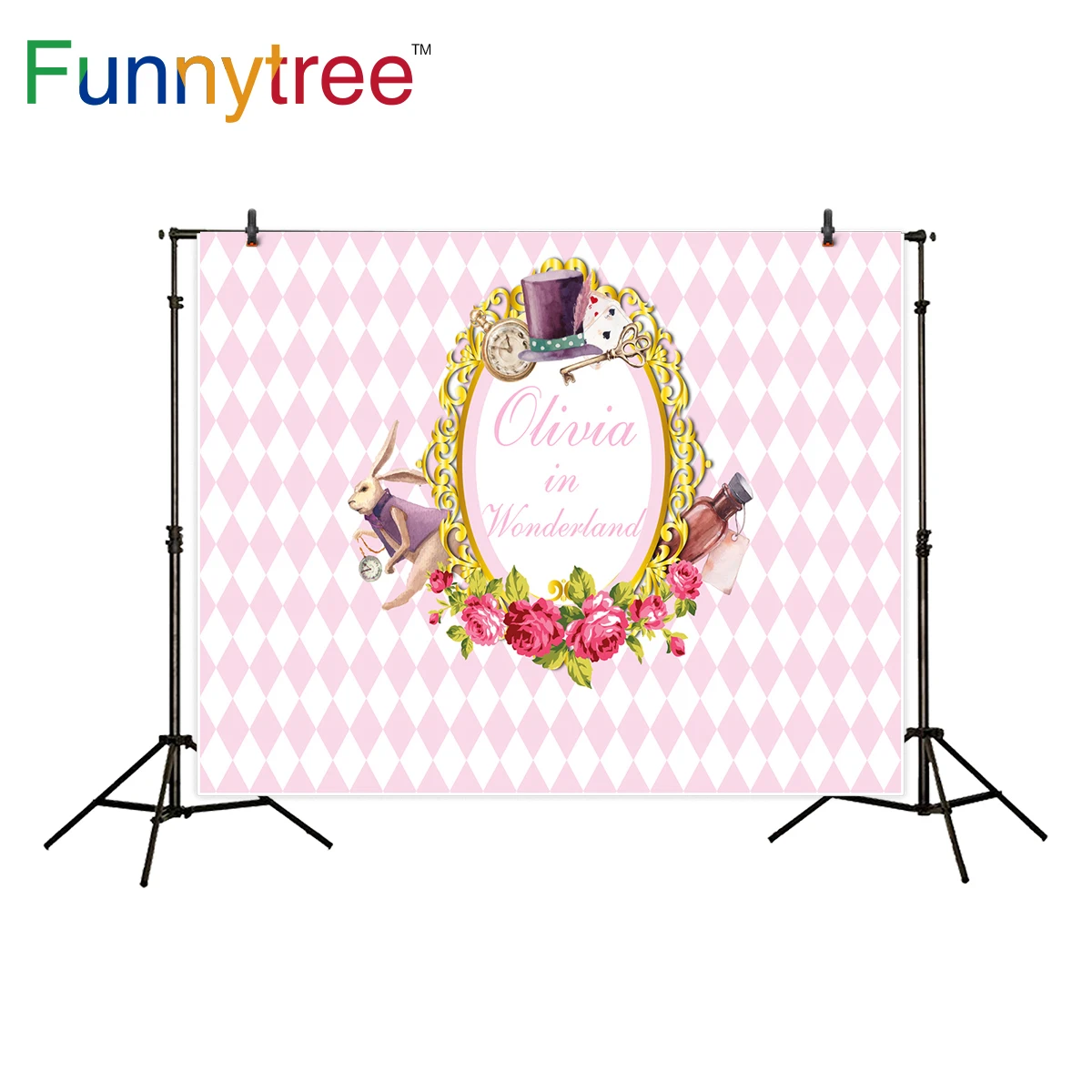

Funnytree rabbit Easter backdrop for photography studio magic frame custom birthday wonderland background photocall photobooth