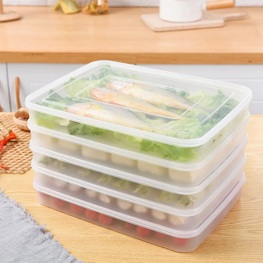 Пластиковая кухонная коробка для хранения с крышкой, холодильник, морозильная коробка, коробка для пельменей, Wonton держатели, контейнеры для фруктов