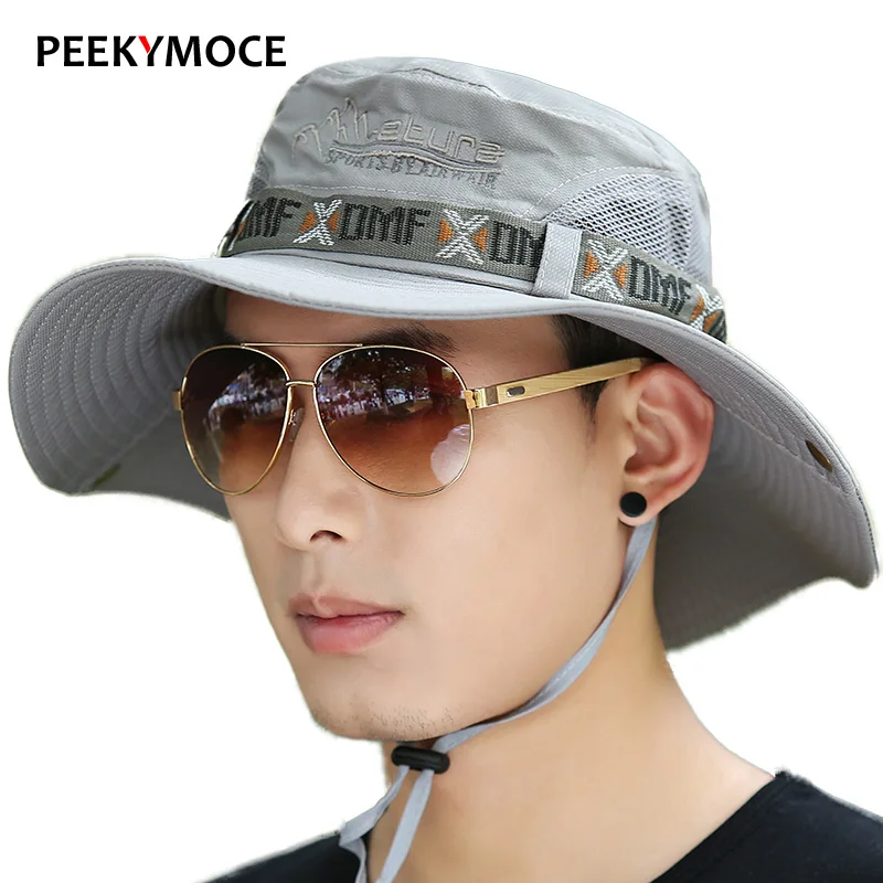 

Outdoor Brand Fishing Hiking Sun Hat Design Summer Beach Fisherman Hats Anti-UV Sun Protection Bucket Hats Cap For Men