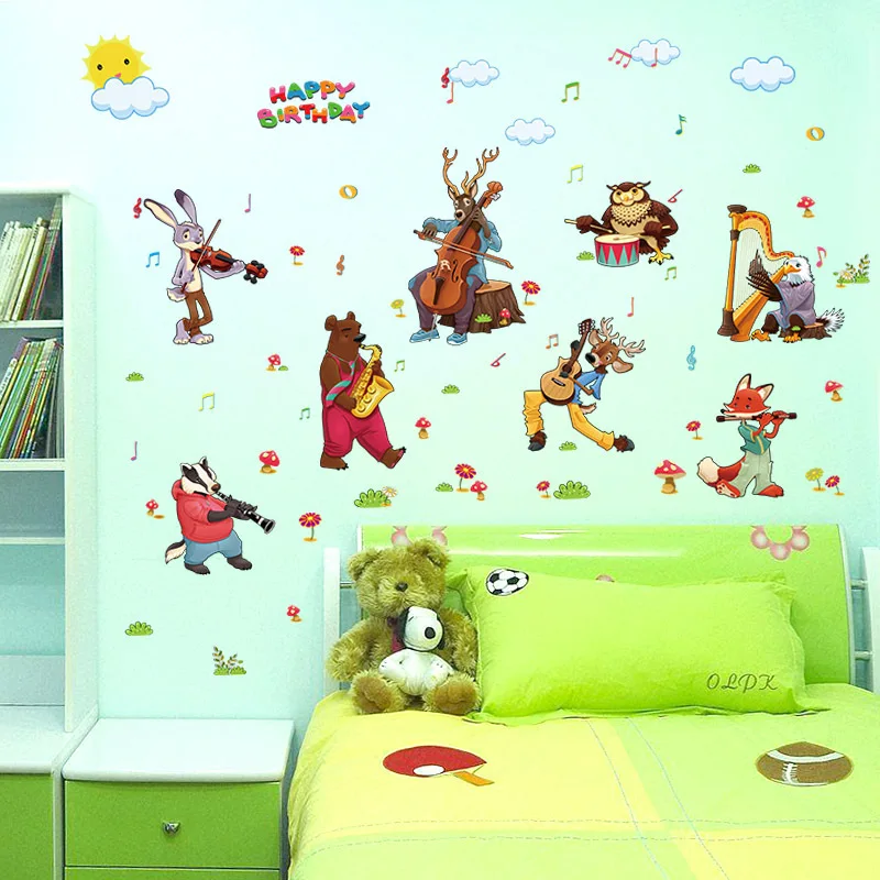 Us 2 88 Hy Birthday Animal Music Wall Art Stickers Kids Nursery Vinyl Decal Decor Diy In From Home Garden On Aliexpress Us 2 88 Hy Birthday Animal Music Wall Art Stickers Kids Nursery Vinyl Decal Decor Diy In From Home Garden On Aliexpress