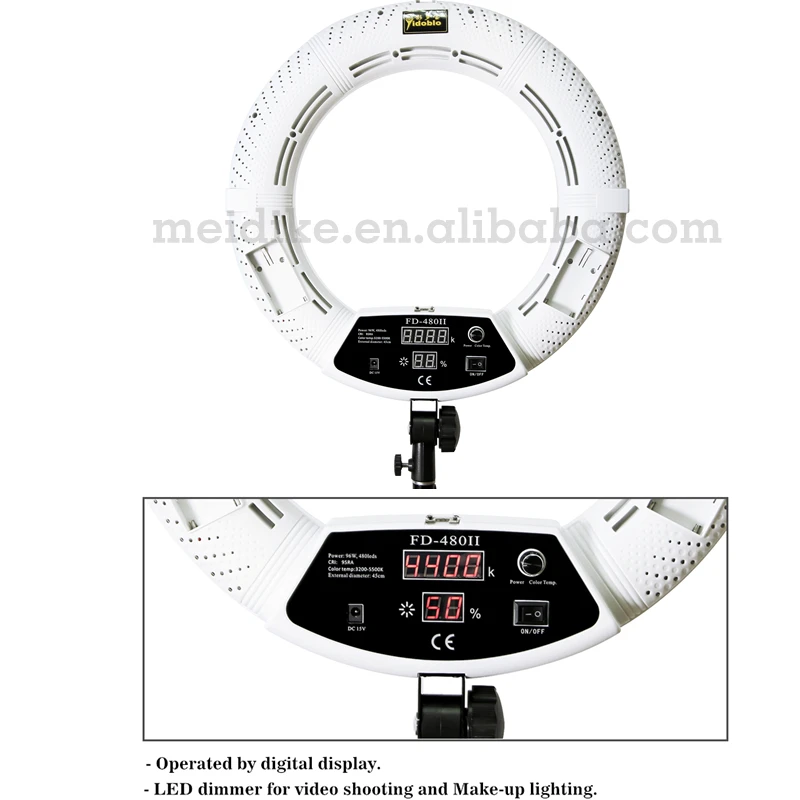 Yidoblo белый FD-480II 1" светодиодный кольцевой светильник комплект 480 светодиодный теплый и холодный 2 цвета регулируемый фотографический светильник ing+ подставка(2 м)+ мягкая сумка