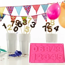 3D DIY силиконовая форма Aomily леденец в форме цифр форма для шоколадного фондана Плесень ручной работы поп-присоски палочки леденцы конфеты