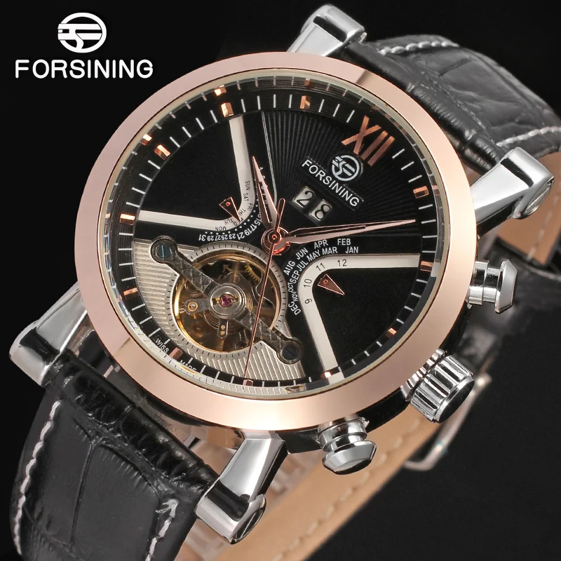Forsining Men s Watch Luxury Brand Automatic Tourbillon Watches Men s Luxury Brand Watch Calendar Golden