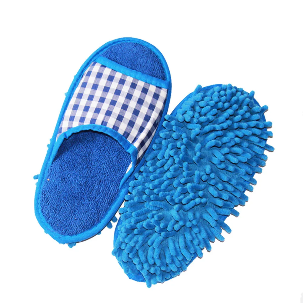 1 пара тряпки для бытовой чистки Швабра Тапочки для полировки пола покрытие очиститель ленивая Уборка Пыли обувь для ног ношение швабры поставки - Цвет: Blue