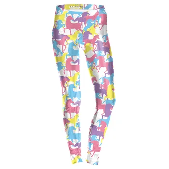 

Women Color small pink horse digital print leggings Halloween slim feet pants