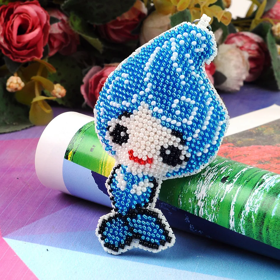 

DIY Craft Stich Bead Cross Stitch Key Chain Accessories Stamped Needlework Embroidery Crafts Printed Cross-Stitching Kit Boy