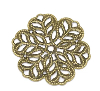 

Free shipping-100Pcs Antique Bronze Filigree Flower Wraps Connectors Metal Crafts Decoration DIY Findings 29x29mm J0634