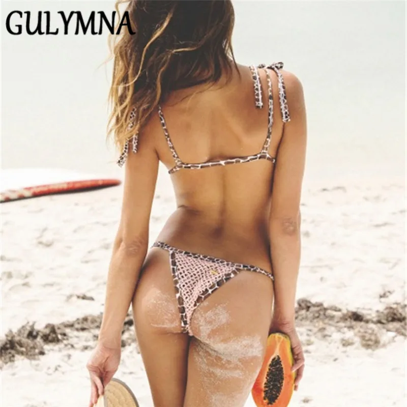 

GULYMNA Summer Plaid Bordered Bikini 2019 Vintage Swimwear Women Sexy Swimsuit Low Waist Biquini Maillot De Bain Femme Bikinis