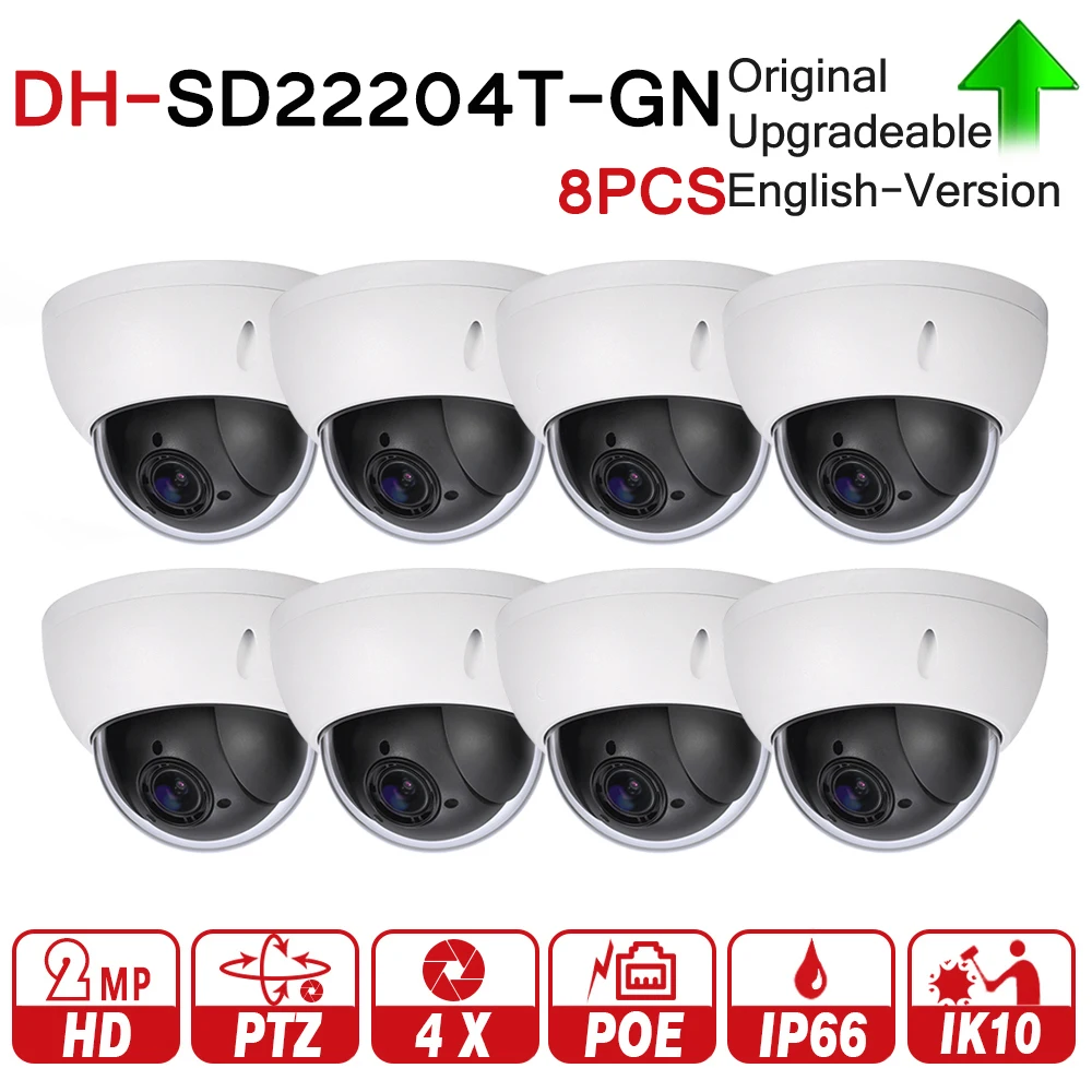 

DH SD22204T-GN 2MP 1080P 4X Optical Zoom High Speed PTZ Network IP Camera 8pcs/lot Triple-streams WDR ICR IVS POE IP66 IK10