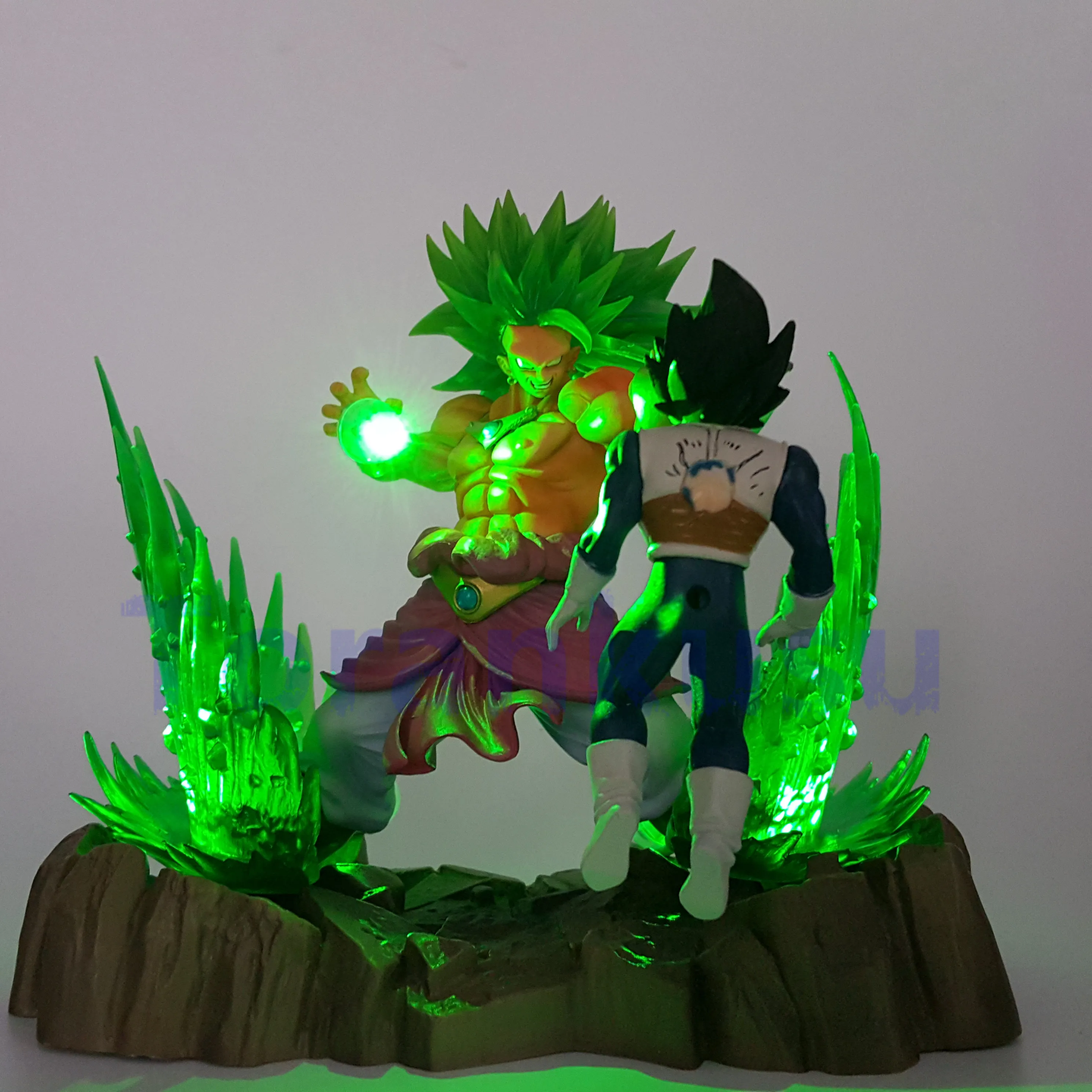  Dragon Ball Z Action Figure Broy VS Vegeta Battle Ver. DIY LED Set Super Saiyan Broli Display Model - 32862199181