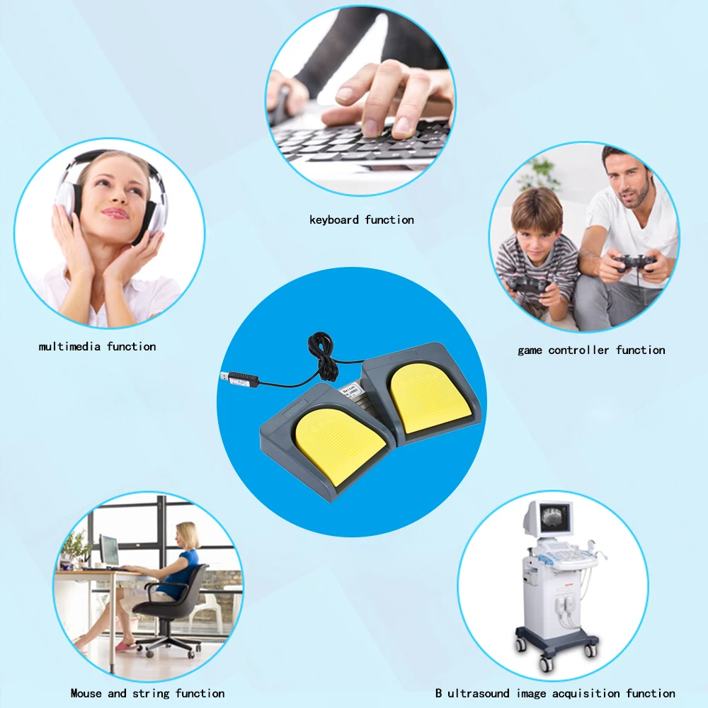 PCsensor USB 2 ножной переключатель клавиатура мультимедийная геймпад мышь гирлянда