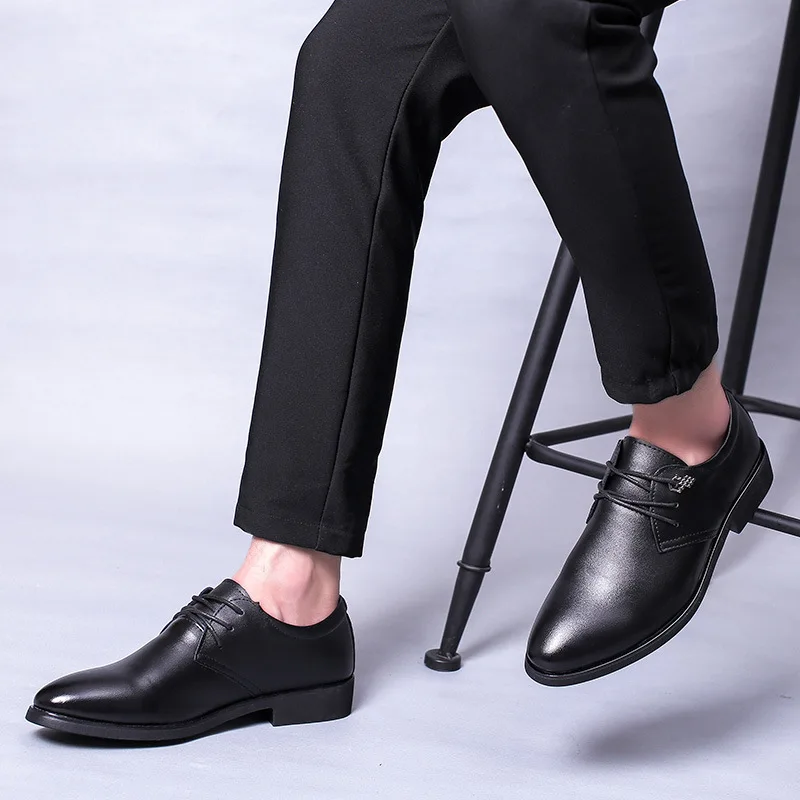 Mens Shoes Oxford Shoes for Men Formal Shoes Lace Up Microfiber Leather Pointed Toe Low Top Shoes Fashion