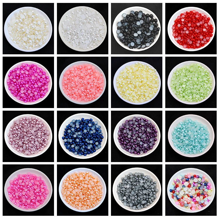 

3-10mm Multicolor Flatback Half Round Pearl Imitation Pearl Resin Scrapbook Beads Nail Art Decoration headwear jewelry making