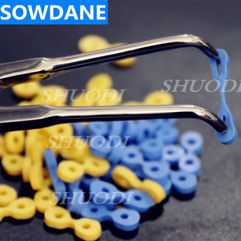 

160 Pcs Autoclavable Dental Elastic Rubber Fixing Wedges Matrix Matrices Dam Composite ( 80 Pcs each of Blue and Yellow )