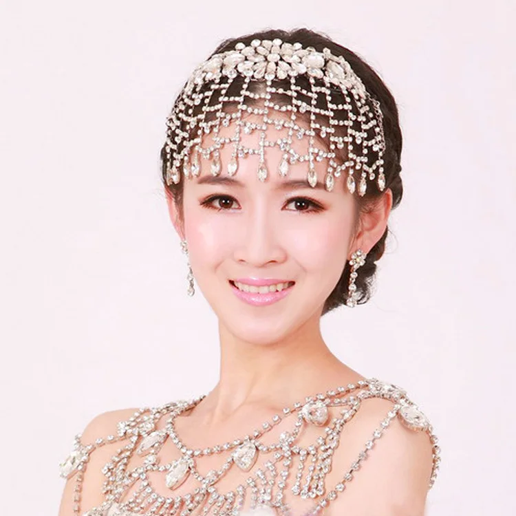 

Lady Rhinestone Wedding Bridal Head Wear Hair Band Headdress Chain Bling Crown Jewelry
