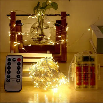 

5/10/20M Waterproof Remote Control Fairy Lights Battery Operated LED Lights Decoration 8 Mode Timer String Copper Wire Christmas