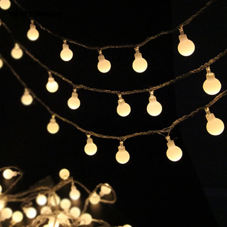 

YINGTOUMAN Colourful Christmas Lights Ball light 6m Decoration Light Strings Flasher Lighting Garden Holiday Lamp 40 LED Bulb