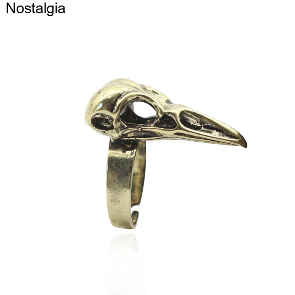 Corbeau Noir Skull ring WICCA PAGAN GOTHIQUE Réglable Bague Pour Femmes Hommes Cadeau