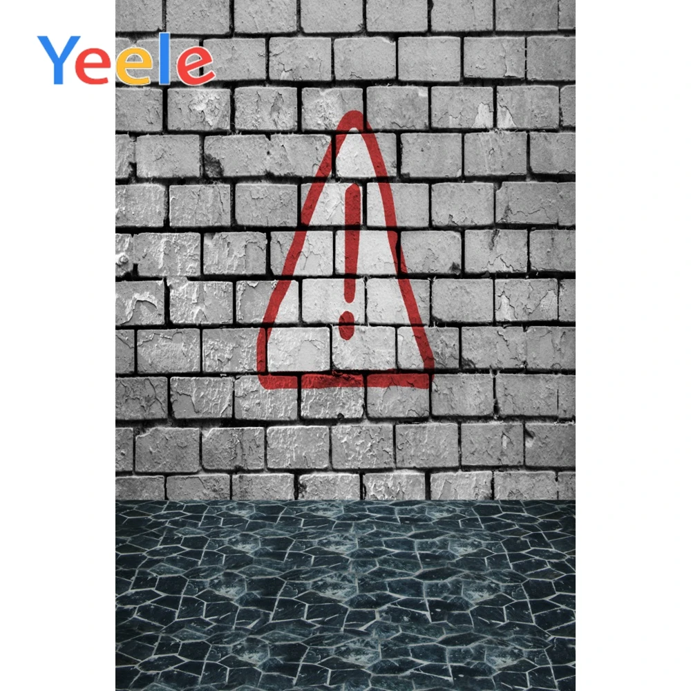 

Yeele photographic backgrounds Brick wall warning Site Dark Children birthday Party new backdrop photocall photo printed custom