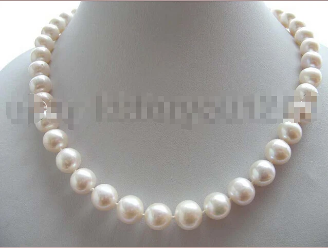 

D41 Free shipping >>>>>>17" Genuine Natural White Round 11mm Pearl Necklace!