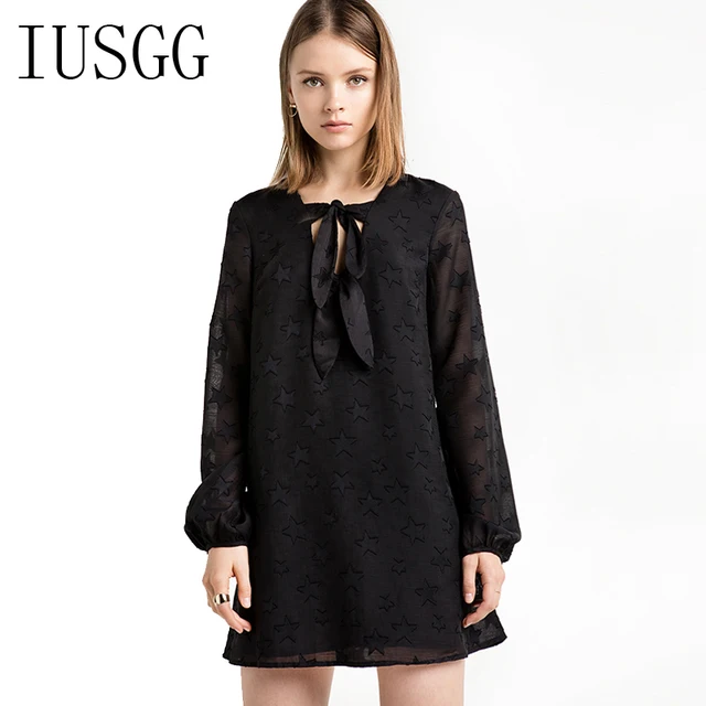 Black Bow Chiffon Dress