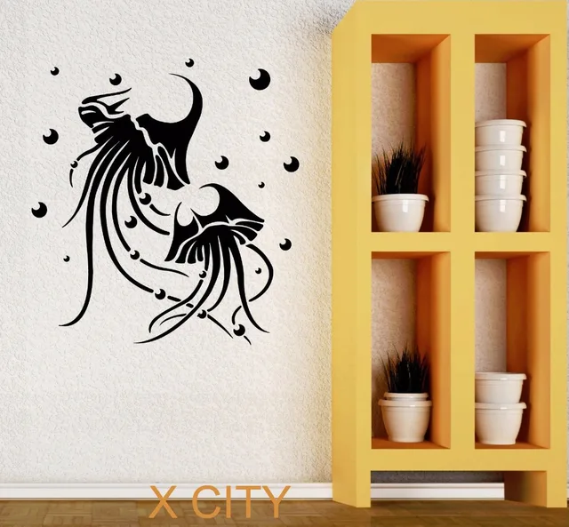 Jellyfish Marine Animal Bathroom Wall Art Decal Sticker Removable Jellyfish Marine Animal Bathroom Wall Art Decal Sticker Removable Vinyl Transfer Stencil Mural Home Decor