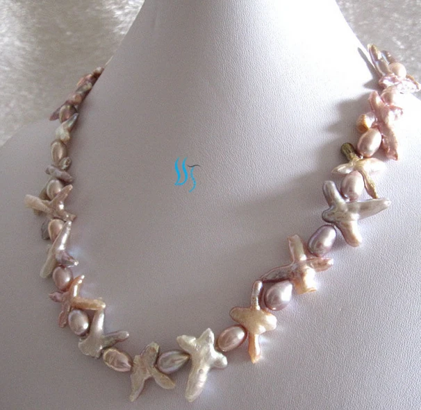

ddh001459 7-8mm Lavender Rice Cross Freshwater Pearl Necklace Jewelry
