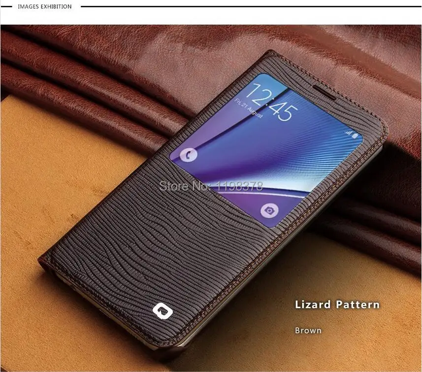QIALINO дизайнер Smart View Флип Чехол для телефона для samsung GALAXY Note 5 пояса из натуральной кожи окна Крышка без сна проснуться функция