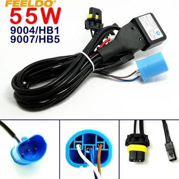 

FEELDO 12V 55W 9004/HB1/9007/HB5 Hi/Lo Beam Bi-xenon Relay Harness For HID Conversion Kit #CA4193