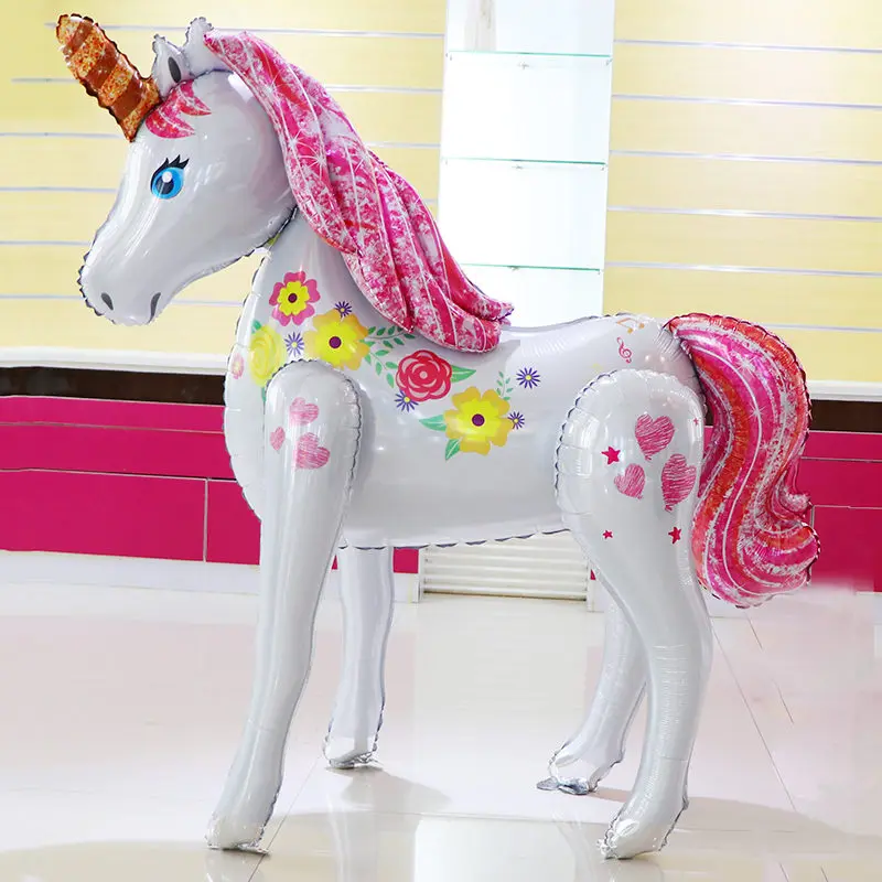

XXPWJ New Imported 3D assembled unicorn aluminum balloon Wedding party layout decorative balloons High quality