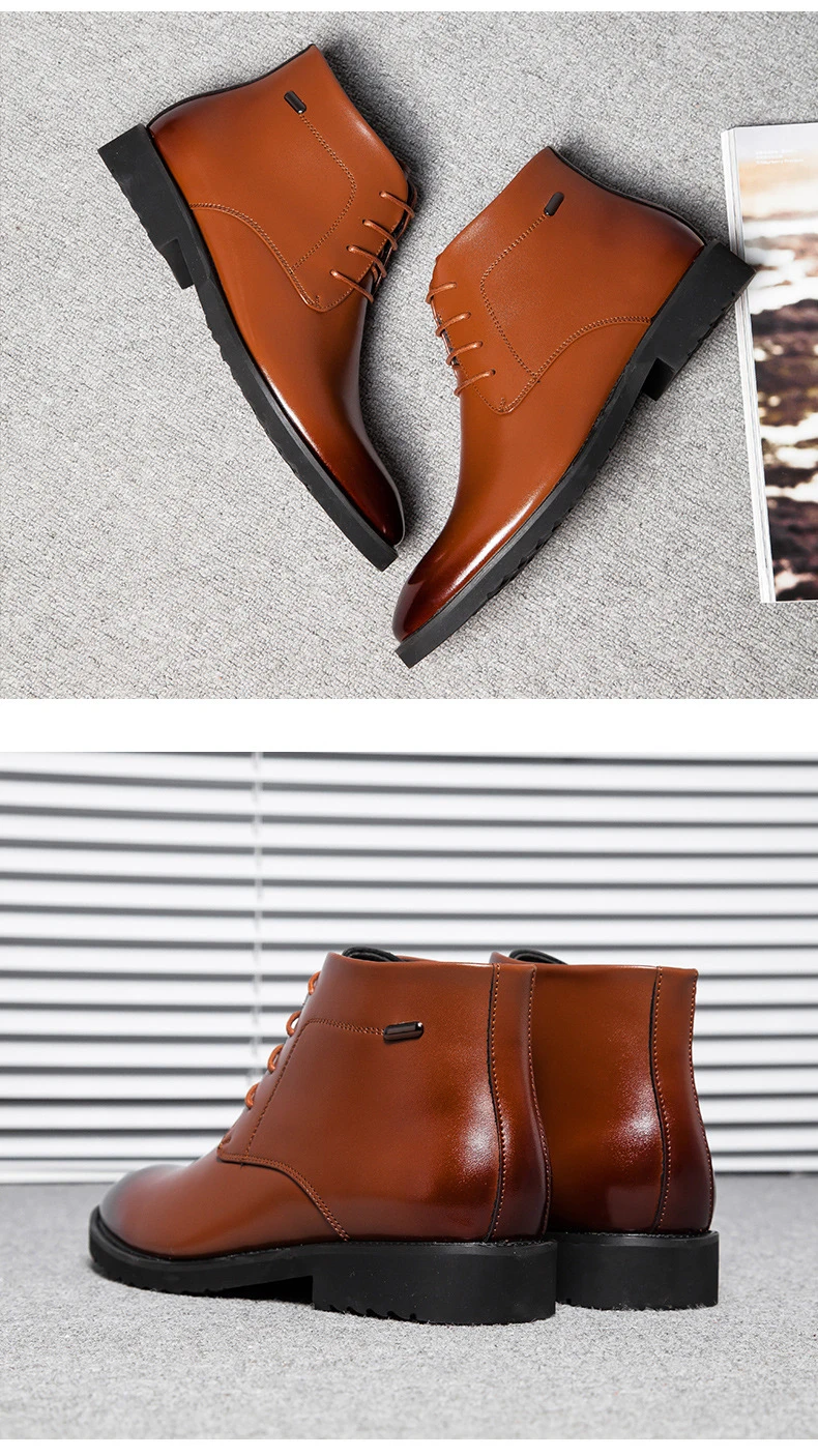 YWEEN/мужские кожаные ботинки в британском стиле; сезон осень-зима; классические мужские ботинки с толстым мехом; Теплые Мужские модельные ботинки; мужские свадебные туфли