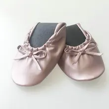 Розовые складывающиеся балетки на плоской подошве для девочек; складывающиеся балетки; Танцевальная обувь; свадебные туфли; подарок для гостей