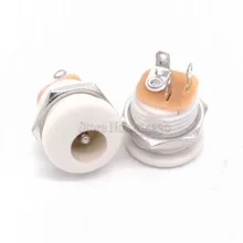 10 pièces prise d'alimentation cc/connecteur cc montage sur panneau DC022 blanc 5.5-2.1/5.5x2.1mm