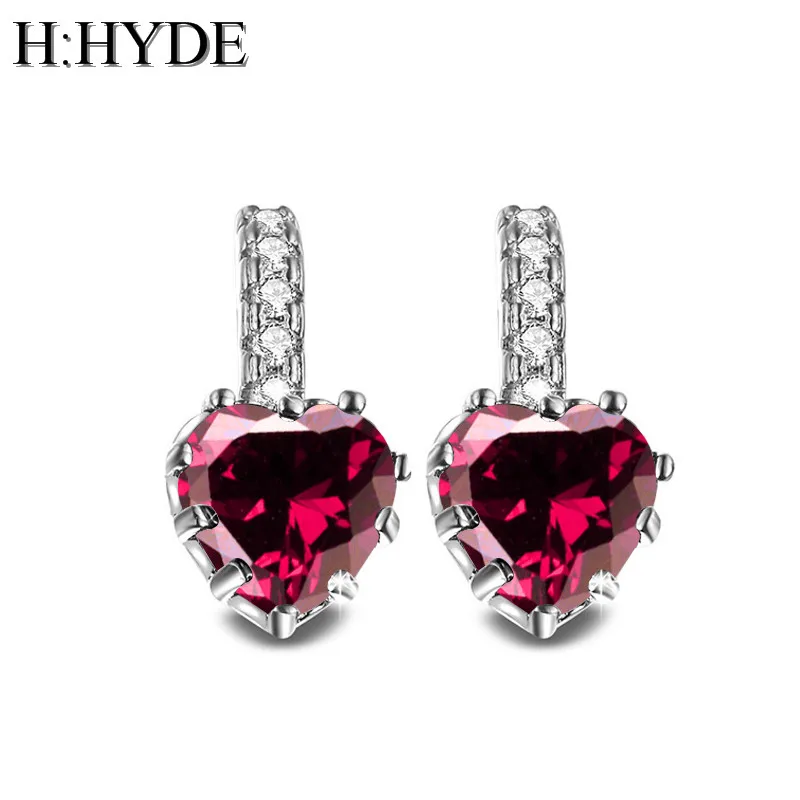 H: HYDE удивительные дизайн 19 цветов AAA сердце с каменем фианитом кубический Серги-Обручи из циркония серьги для женщин Свадебные обручение Рождественский подарок